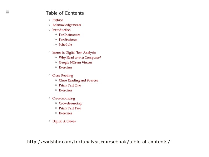 table of contents