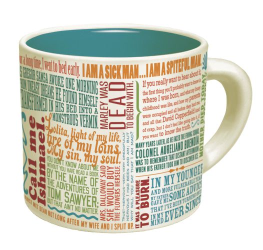 Mug with literary quotations on it.