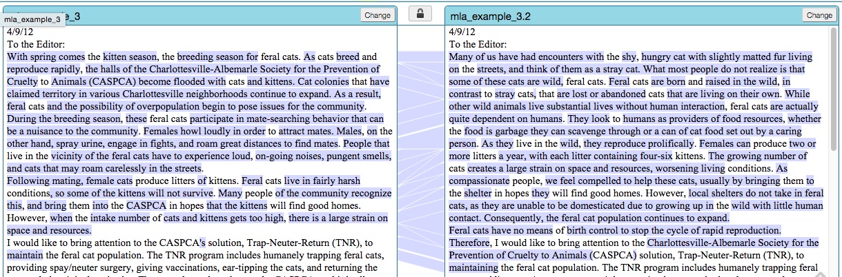 Revised paragraph of student's work in Juxta that is too different to function properly in their system.