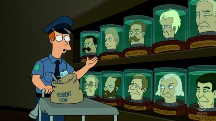 Slide: Futurama gallery of heads in jars