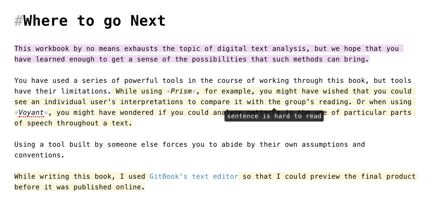 sentence difficulty in GitBook editor