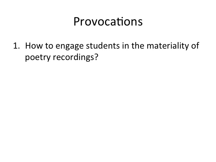 provocations for the talk