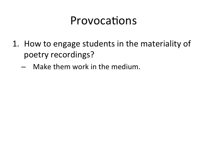 provocations 2 - work in the medium