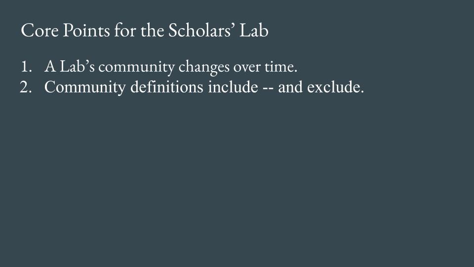 Slide - Point 2. Community definitions include -- and exclude.