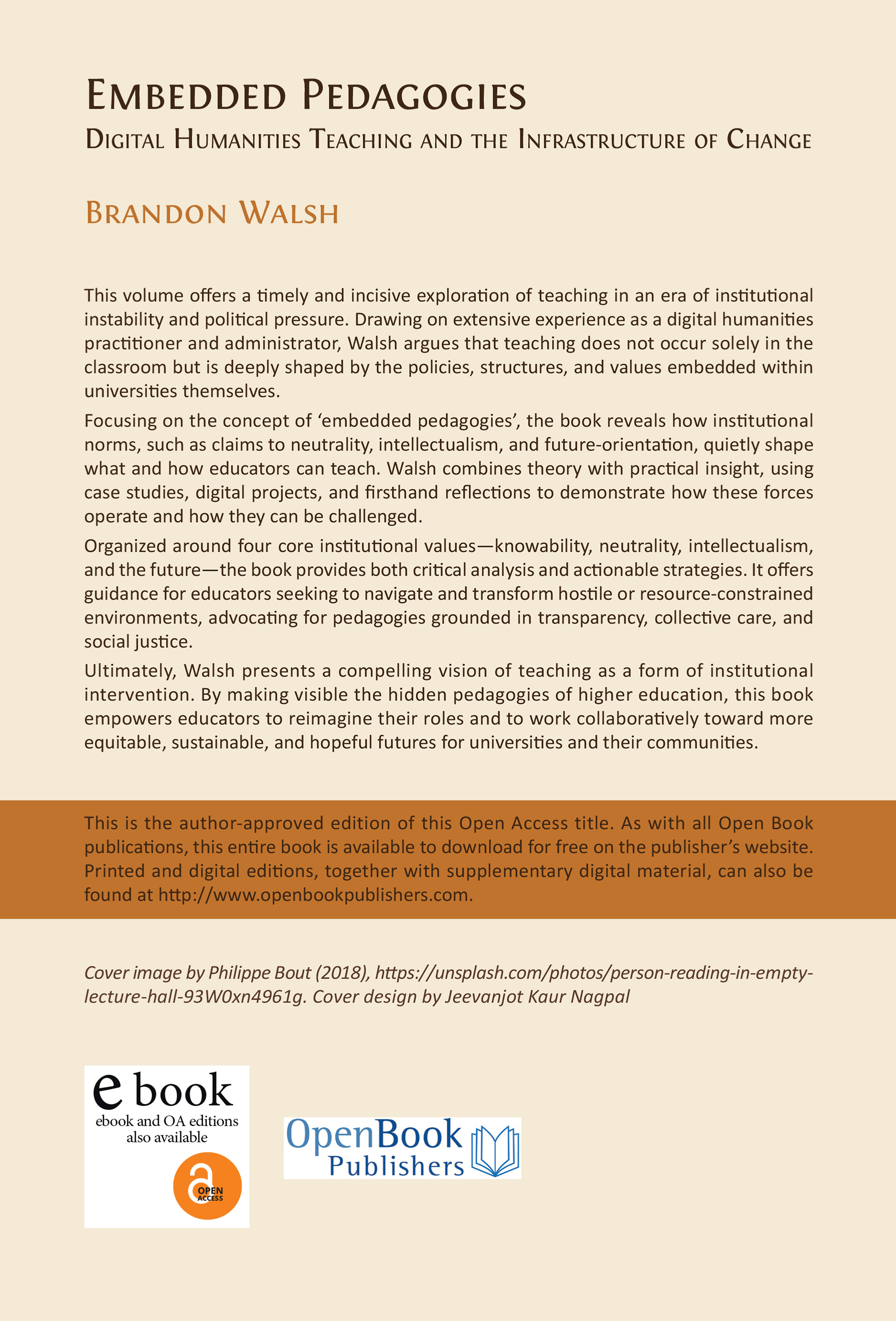 front cover of Embedded Pedagogies containing description from publisher's website
